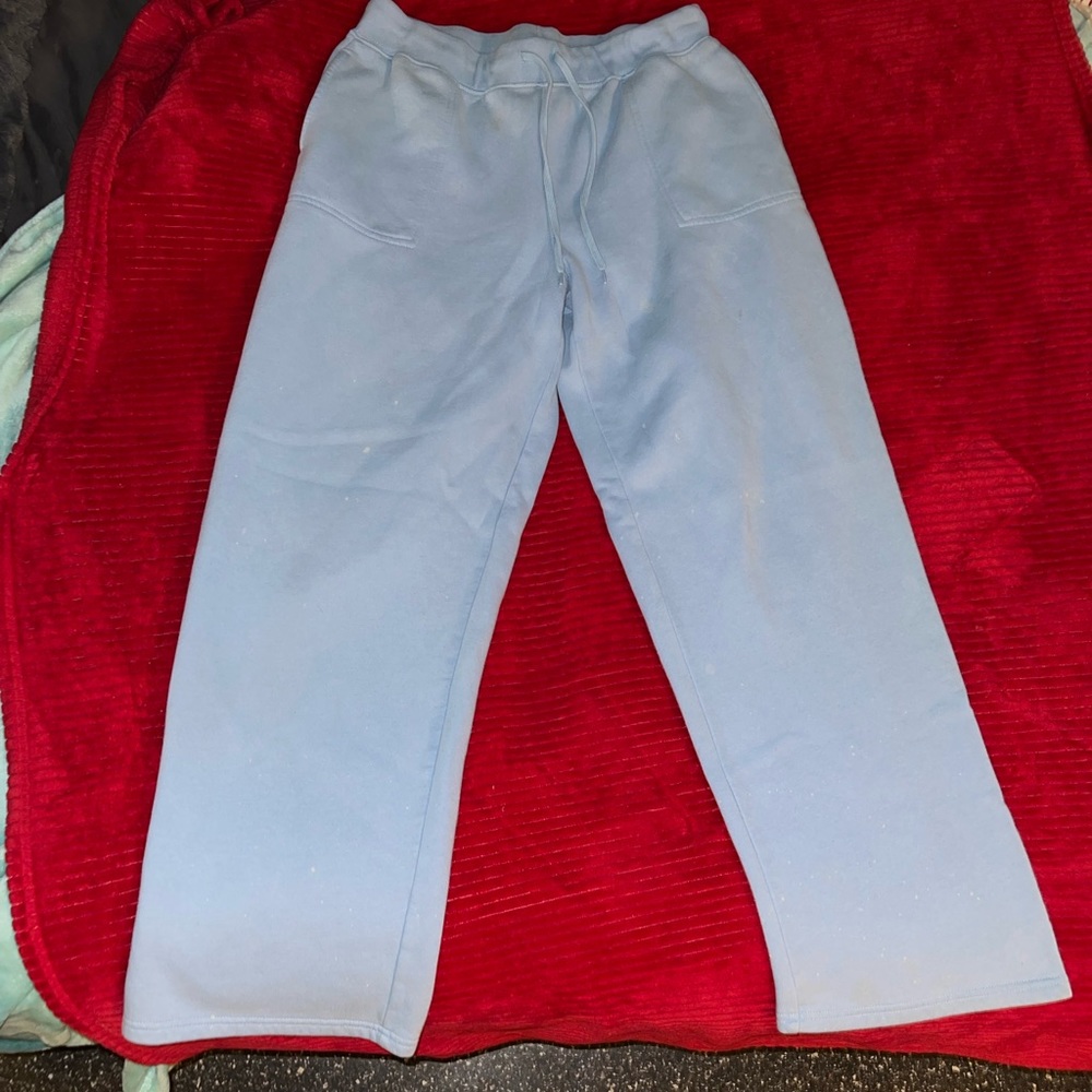 light blue sweatpants, 80% cotton